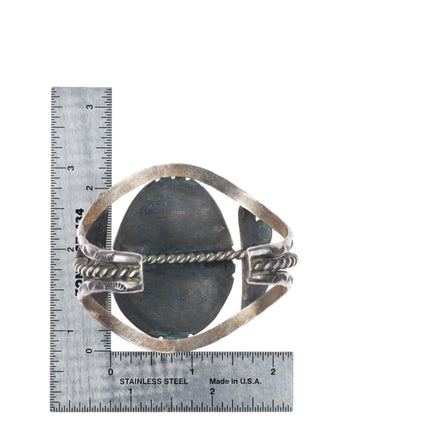 6.25" vintage Navajo sterling silver turquoise wide cuff bracelet
