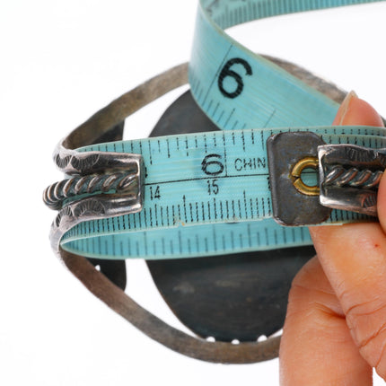 6.25" vintage Navajo sterling silver turquoise wide cuff bracelet