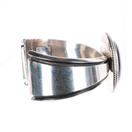6.9" Carol Felley Southwestern sterling silver vintage onyx cuff bracelet