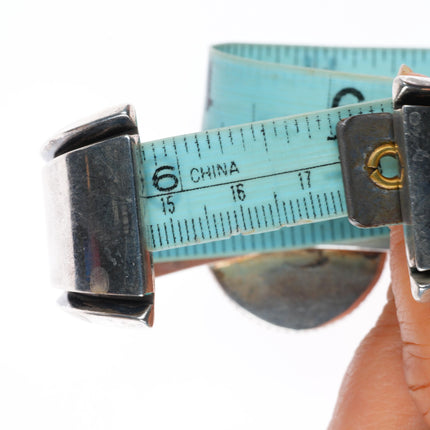 6.9" Carol Felley Southwestern sterling silver vintage onyx cuff bracelet