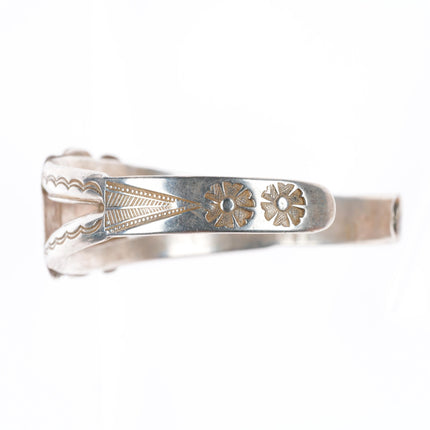 6.25" 1930's Ike Wilson Navajo sterling silver cuff bracelet with nice turquoise