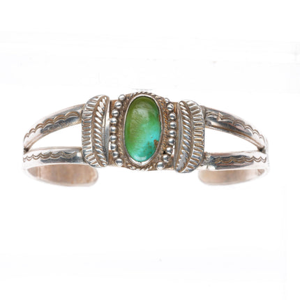 6.25" 1930's Ike Wilson Navajo sterling silver cuff bracelet with nice turquoise