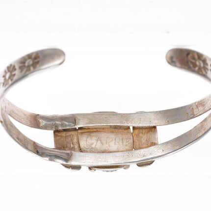 6.25" 1930's Ike Wilson Navajo sterling silver cuff bracelet with nice turquoise