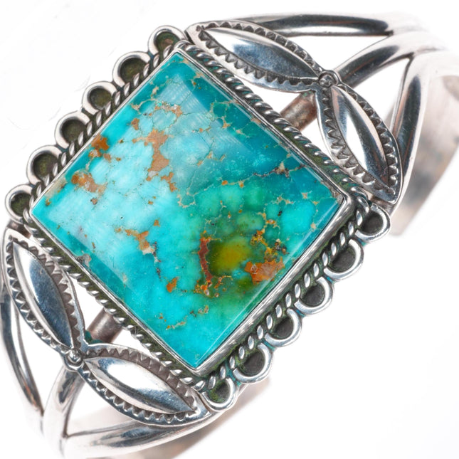 6.5" 1940-50's vintage Navajo sterling silver high grade turquoise cuff bracelet