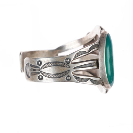6.25" c1940 Vintage Navajo sterling silver Gem Silica cuff bracelet