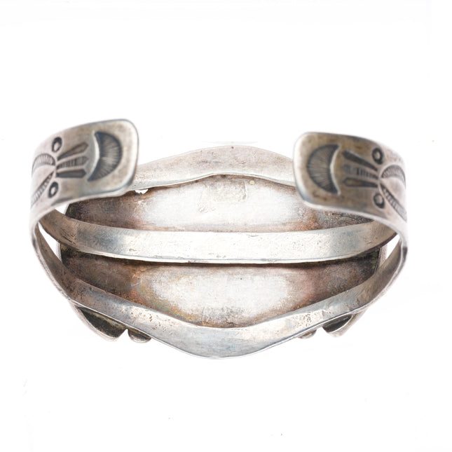 6.25" c1940 Vintage Navajo sterling silver Gem Silica cuff bracelet