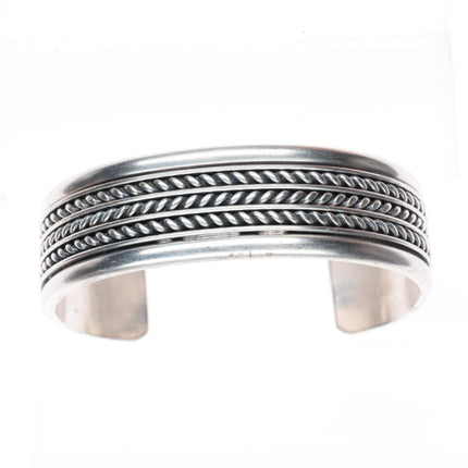 6.6" Tom Hawk Navajo sterling silver twisted wire sturdy cuff bracelet