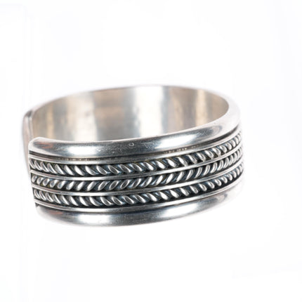 6.6" Tom Hawk Navajo sterling silver twisted wire sturdy cuff bracelet