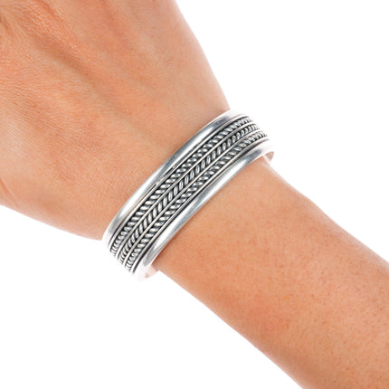 6.6" Tom Hawk Navajo sterling silver twisted wire sturdy cuff bracelet