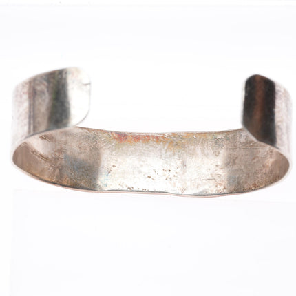 6.6" Vintage Navajo sterling silver high grade turquoise stamped cuff bracelet