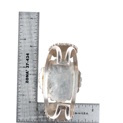 6.5" Vintage Zuni sterling silver channel inlay sunface cuff bracelet