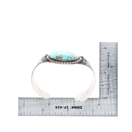 6.25" Large 1940-50's Navajo sterling silver cuff bracelet with nice turquoise