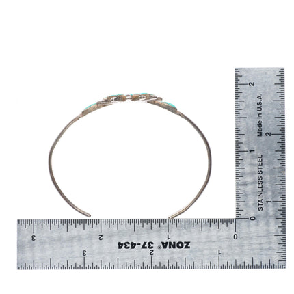 6.25" vintage EB Zuni sterling silver needlepoint turquoise cuff bracelet