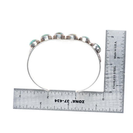 6.75" TK  Johnson Navajo sterling silver red web turquoise row cuff bracelet