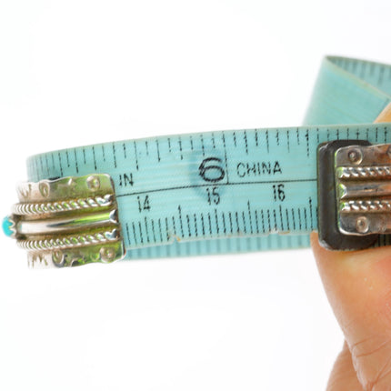 6.5" JP Ukestine Zuni sterling silver snake eye turquoise row cuff bracelet