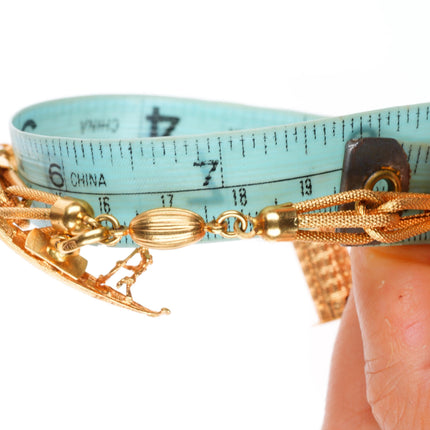 7.5" Vintage 18k Yellow Gold Leaning tower of Pisa, Amphora, charm bracelet