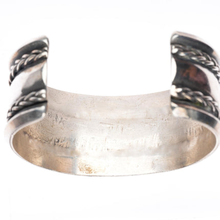 6.6" vintage Navajo deep stamped carinated woven sterling silver cuff bracelet