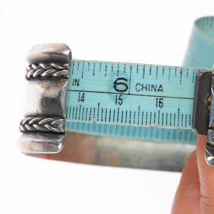 6.6" vintage Navajo deep stamped carinated woven sterling silver cuff bracelet