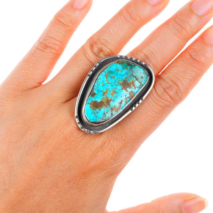 sz10.5 Mark Chee (1914-1981) Navajo sterling silver turquoise large ring