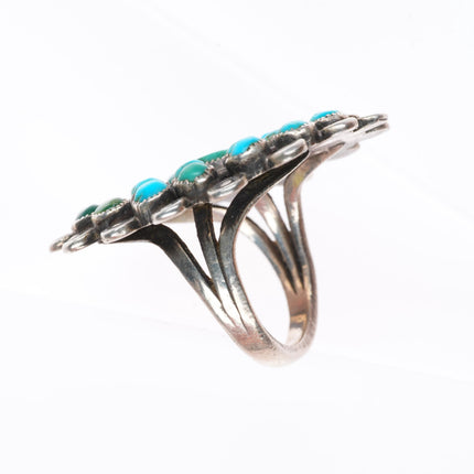 sz8.5 c1930-40's big vintage Zuni sterling silver snake eye turquoise ring