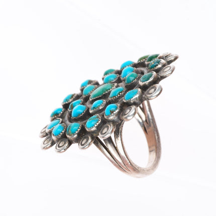 sz8.5 c1930-40's big vintage Zuni sterling silver snake eye turquoise ring