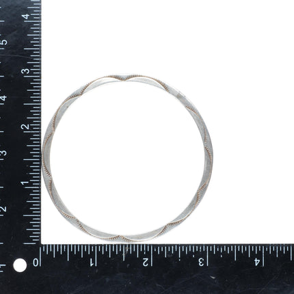 8.5" vintage Tahe Navajo sterling silver hand stamped bangle bracelet