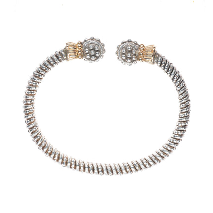 6.4" Alwand Vahan 14k yellow gold Sterling silver 6mm beaded ends bracelet