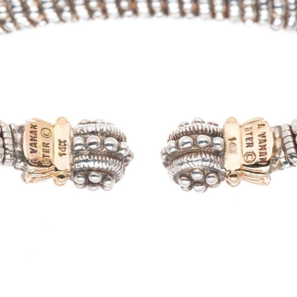 6.4" Alwand Vahan 14k yellow gold Sterling silver 6mm beaded ends bracelet