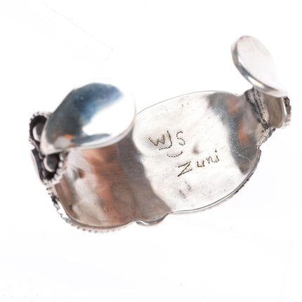 Lowsayatee Zuni sterling silver coral inlay necklace, cuff bracelets, rings set