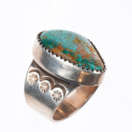 sz12 Rayna Platero Secatero Navajo sterling silver waterweb turquoise ring