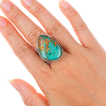 sz12 Rayna Platero Secatero Navajo sterling silver waterweb turquoise ring