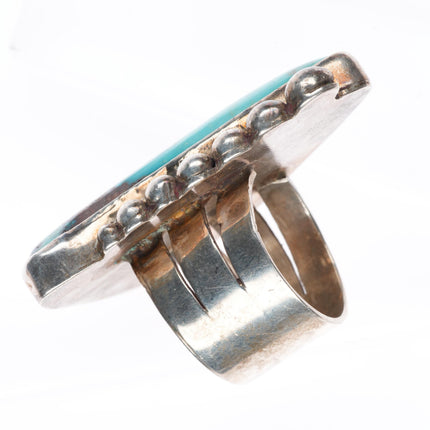 sz10 Large vintage southwestern modernist sterling silver turquoise ring