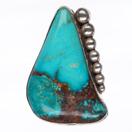 sz10 Large vintage southwestern modernist sterling silver turquoise ring