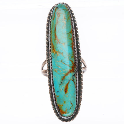 sz6.25 Long vintage Navajo sterling silver turquoise ring