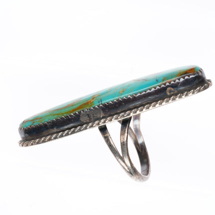 sz6.25 Long vintage Navajo sterling silver turquoise ring