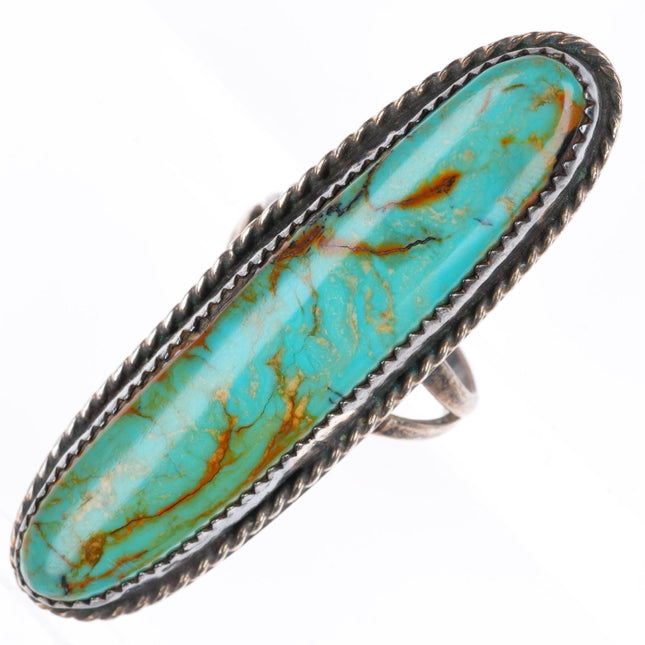 sz6.25 Long vintage Navajo sterling silver turquoise ring