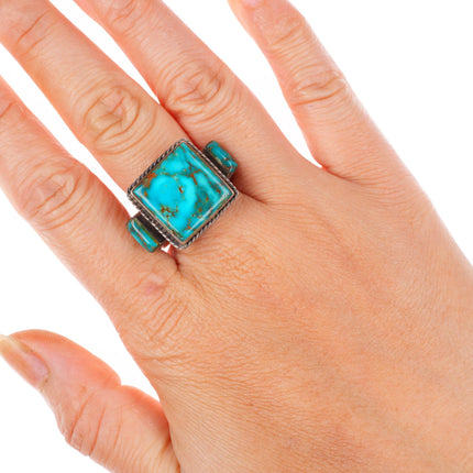 sz11 Vintage Navajo sterling silver high grade turquoise Royal Blue ring