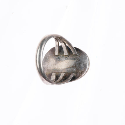 sz7.25 vintage Navajo sterling silver deep stamped waterweb turquoise ring