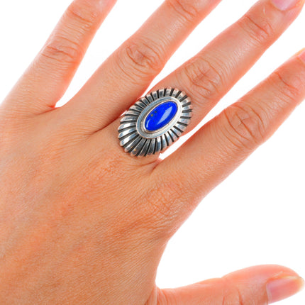 sz7 David Lister Navajo modernist sterling silver Lapis Lazuli ring
