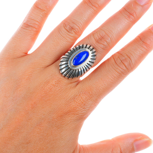 sz7 David Lister Navajo modernist sterling silver Lapis Lazuli ring