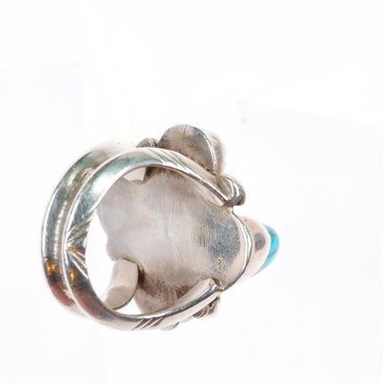 sz8.75 vintage Navajo sterling silver high grade spiderweb turquoise ring