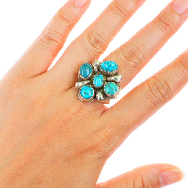 sz8.75 vintage Navajo sterling silver high grade spiderweb turquoise ring