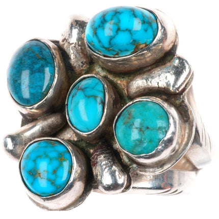 sz8.75 vintage Navajo sterling silver high grade spiderweb turquoise ring