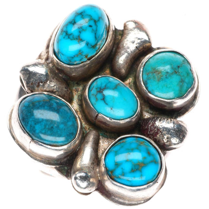 sz8.75 vintage Navajo sterling silver high grade spiderweb turquoise ring