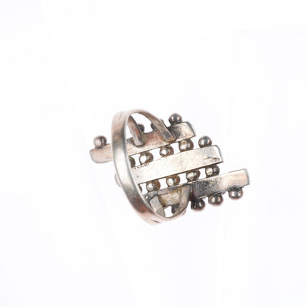 sz7 vintage Zuni sterling silver 3 row turquoise snake eye ring