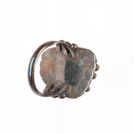 sz8 vintage Navajo sterling silver ring with raindrop bead accents