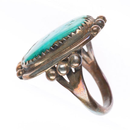 sz8 vintage Navajo sterling silver ring with raindrop bead accents