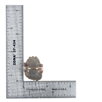 sz8 vintage Navajo sterling silver ring with raindrop bead accents