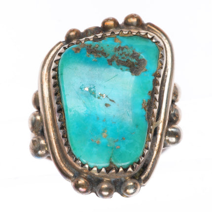 sz8 vintage Navajo sterling silver ring with raindrop bead accents