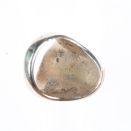 sz11 Big vintage Native American sterling silver cobblestone/intarsia inlay ring